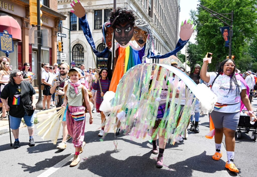 Youth marching during the 2023 Philly Pride Festival